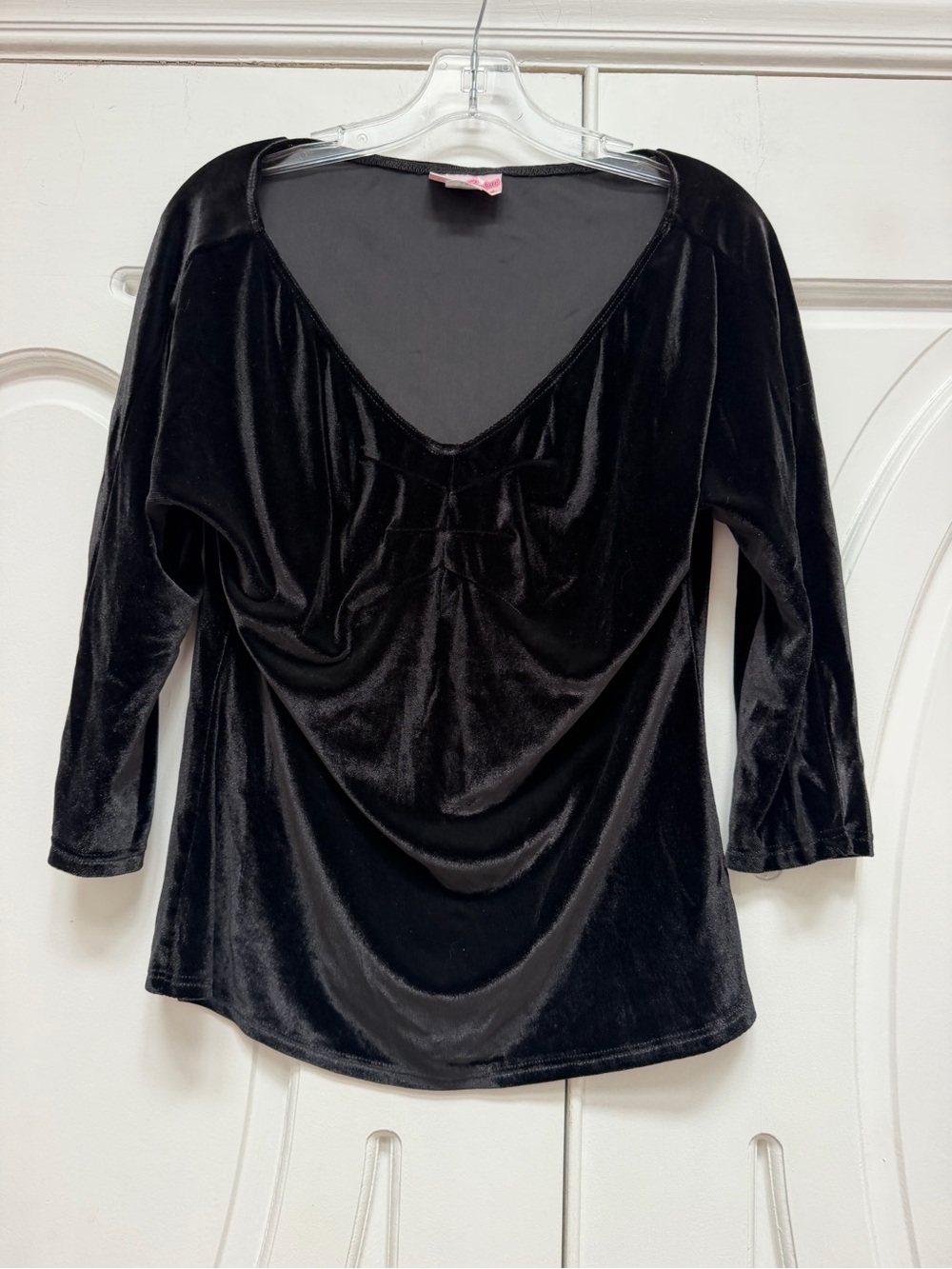 Pinup Couture Black Velvet Draped V-Neck Top